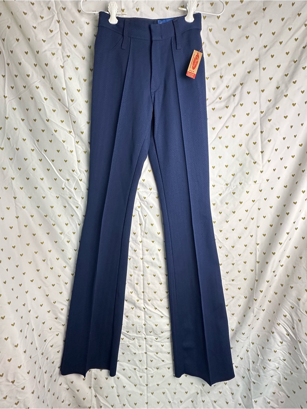 VINTAGE 70s Panhandle Slim High Waist Flare Pants Blue 23 Deadstock NWT
